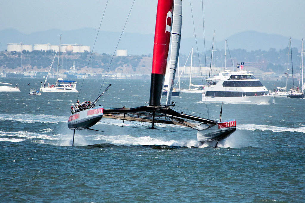 Luna Rossa on her foils, nearing the finish. - America's Cup © Chuck Lantz http://www.ChuckLantz.com